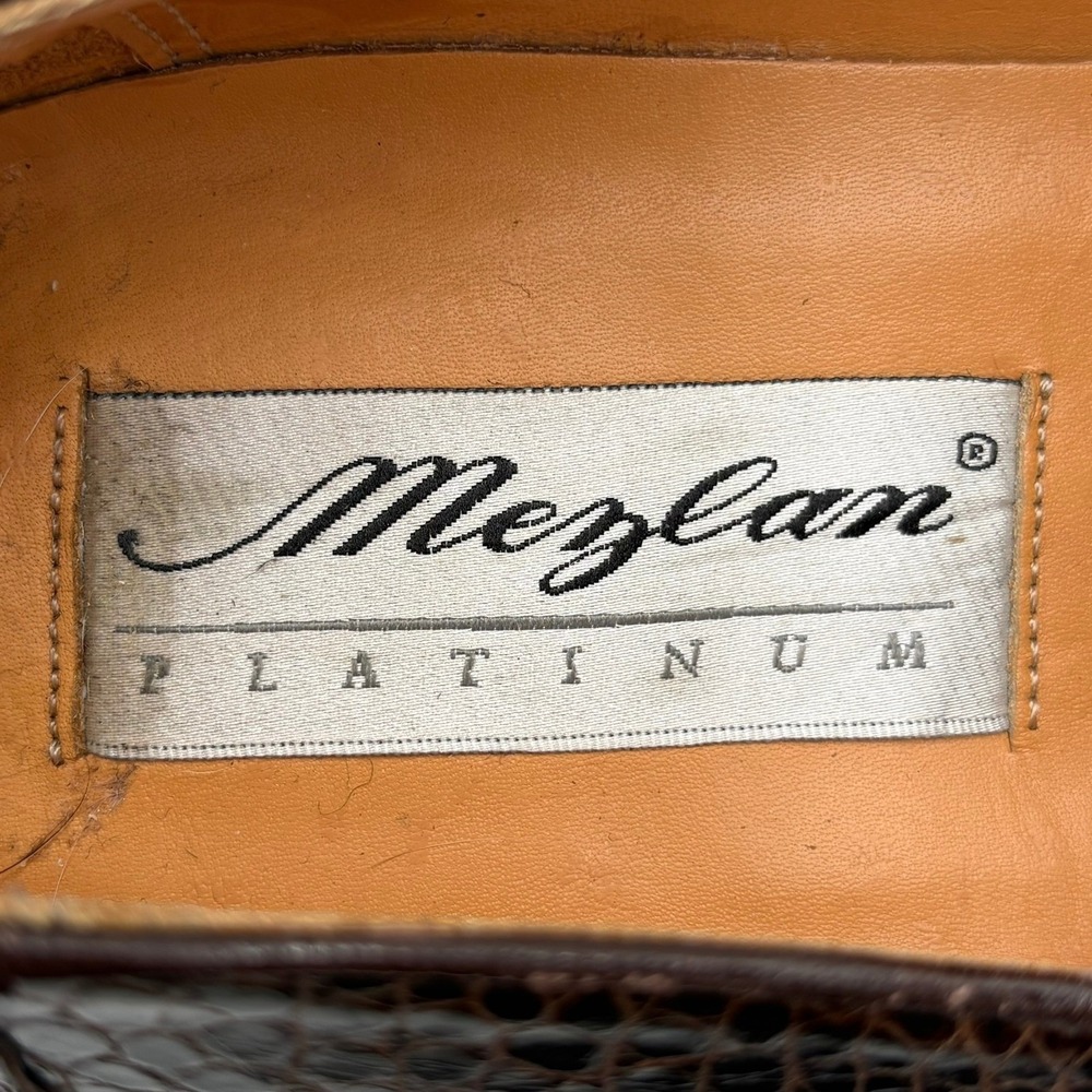 Mezlan Platinum Alligator Leather Loafer Mens 8.5 M Brown Slip On Shoes Spain - Picture 9 of 11